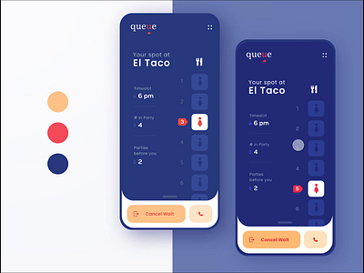 🍽️Restaurant Waitlist Mobile App app blue challenge color palette colors daily daily ui design food freelance minimal mobile restaurant restaurant app restaurant wait app ui ux wait wait app waitlist