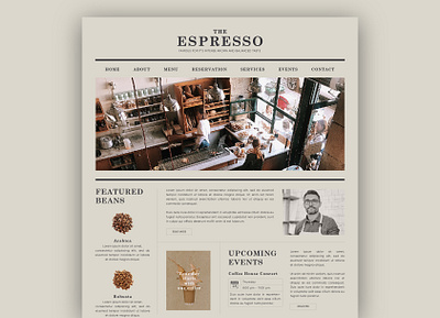 ESPRESSO, COFFEE HOUSE arabica cafe cappuccino coffee design espresso graphic design hipster landing page latte old school shop ui user experience user interface ux vintage web web design website