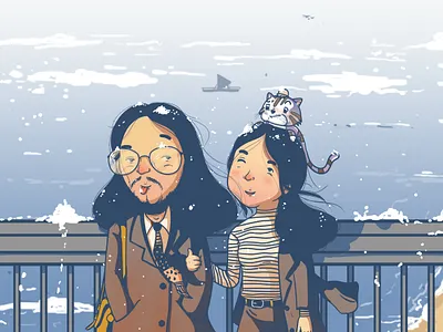 winter season animal art artwork background cat design digitalart fashion illustrator love pet relationship vector winter