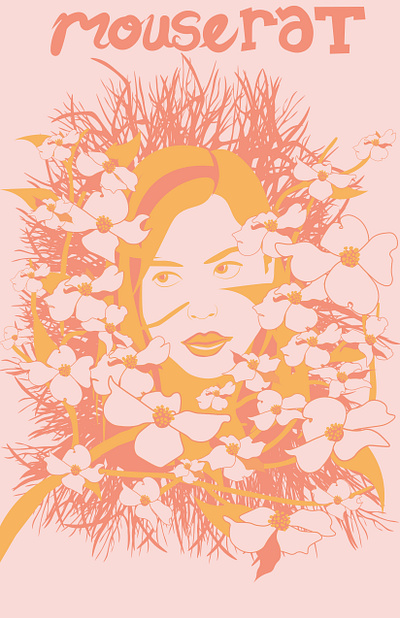April Poster Risograph design dogwood illustration illustrator risograph