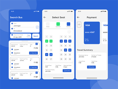 Bus Travel Booking App adobexd design graphicdesign light payment payment app ticket app ticket booking travel travel app traveling ui uiux uiuxdesign ux