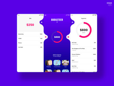 UI/UX - Budgeteer app design budget budgeting expense manager expense tracker financial app interactive design modern swipes ui ux