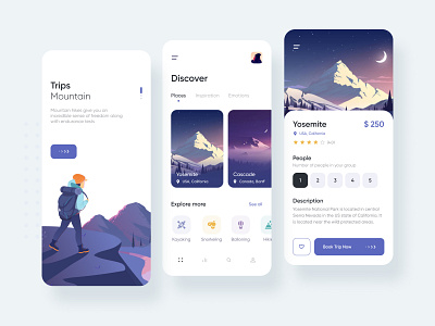 Travel App app creative design illustration inspiration interface mountain travel ui ux vector