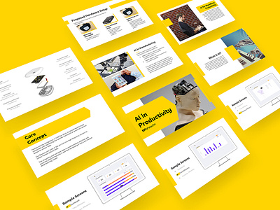 Artificial Intelligence - PPT - Slides ai design google slides google slides template illustration minimal ppt pptx productivity proposal ui white yellow