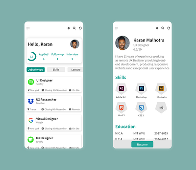 Job searching app app design flat minimal mobile ui ux