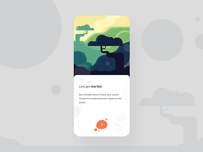 Onboarding Screen app art button card clean design digital icon illustration minimal mobile nature onboard onboarding orange screen tree typography ui ux