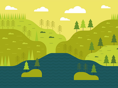 Green Valley bush green hill holiday illustration landscape mountain pine popular scenery summer tree trees ui ux vacation valley vector