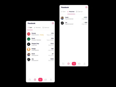 Blu payment passbook of transactions android app template design ewallet firebase mobile mobile app mobile wallet passbook transactions uiux