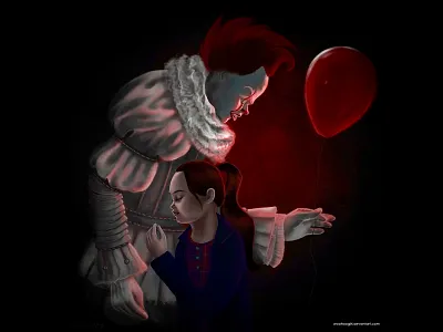 Pennywise and Vicky digitalart illustration it itmovie movieposter pennywise poster procreate stephenking