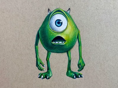 Mike Wazowski illustration pencil prisma sketch