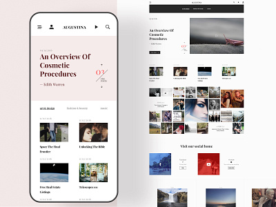 Augustina app app design blog blog post news news app news site playfair display responsive website ui uiux ux web web design
