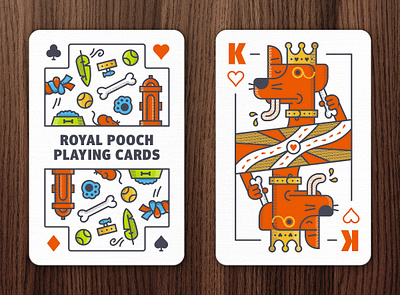 Royal Pooches bone canine cards dog illustration king kingofhearts pets playing cards poker suicideking