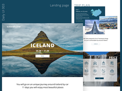 Daily UI 003 - Landing page dailyui design figma iceland travel ui ux