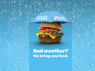Rain Advert for Wolt advert bad weather burger concept design rain