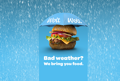 Rain Advert for Wolt advert bad weather burger concept design rain