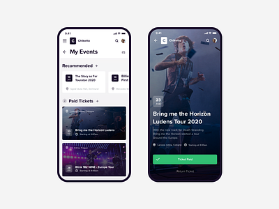 Chiketto - Ticketportal | iOS Device Concept branding design events music music app product design ticket booking ui