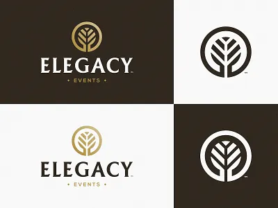 Elegacy Events - Logotype Design brand brand identity branding design e letter grid layout identity identity designer illustration lettermark logo logo design logomark logotype designer mark negative space smart mark tree typography ui