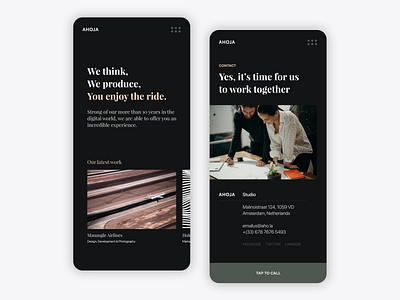 Home + Contact - Mobile Website agency layout mobile ui user experience ux