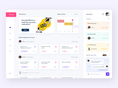 Project Management Dashboard afterglow clean collaboration dashboard dashboard design illustration jira management minimal mobile application success team teamwork tools ui workflow