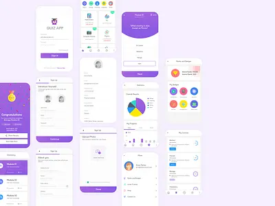 Quiz app minimal mobile app design purple quiz app quiz app design
