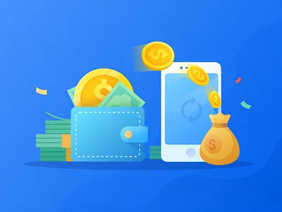Auto Transfer finance illustration mobile money transfer wallet