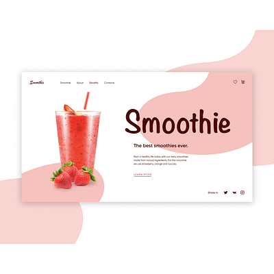 Strawberry smoothie concept №2 berries concept design health juice minimal natural pink smoothie strawberry ui ux web website