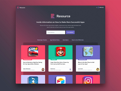 Resource: App market knowledge base blog branding home page landing page logo product design ui ux