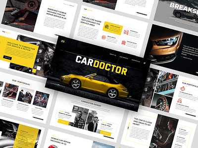 Cardoctor - Car Service Presentation Template arm auto automobile automotive car creative factory future industry machine manufacturing metal modern motor pitch deck powerpoint presentation production road robot