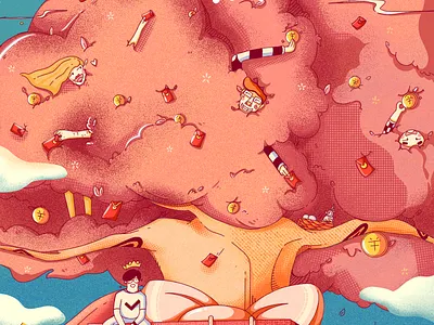 Picking apples design funny illustration money