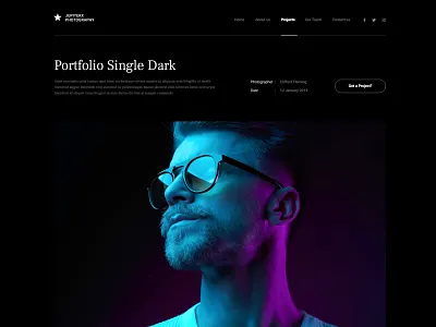 Photo studio website template dark layout photography photography branding photos portfolio studio template webdesign website wordpress wordpress template