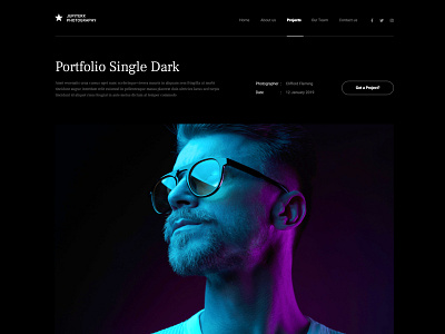 Photo studio website template dark layout photography photography branding photos portfolio studio template webdesign website wordpress wordpress template