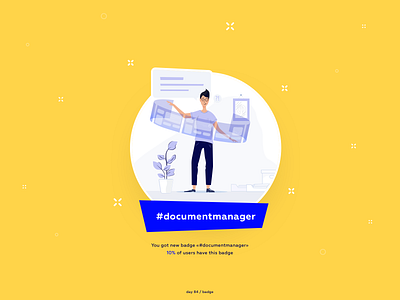 Badge 084 badge branding card daily ui document illustration man manager sticker