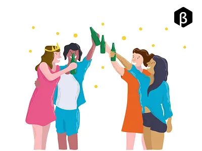 Character Illustration - Cheers to Beer bachelorette bacherlorette party beer brandzgarage celebration celebration illustration character character design cheerful cheers design agency family friends girls night girls night out graphic design party party illustration sisterhood sisters