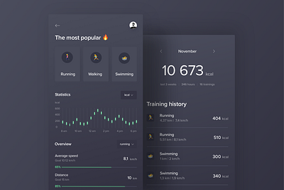 Fitness app 🔥 calories design app emoticon fitness flat design iphone iphone app mobile mobile app mobile app design mobile design mobile ui mockup mockup design product design running statistic training user interface uxui