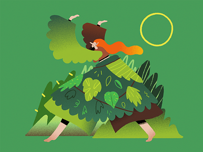 Druid character forest illustration leaf nature plants shapes textures