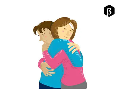 Character Illustration - Loving Hug affection bond of love bonding brandzgarage character character illustration design emotional emotional support emotions family graphic design hug hugs illustration love pain sisterhood sisters sketch
