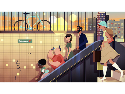 Subway art artwork background character characterdesign city city lights conceptart design digitalart drawing flat illustration illustree light metro motion graphics motiondesign painting subway