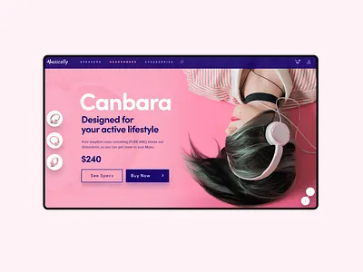 Musically Packed decent design elegant headphones music pink purple typography ui uiux web