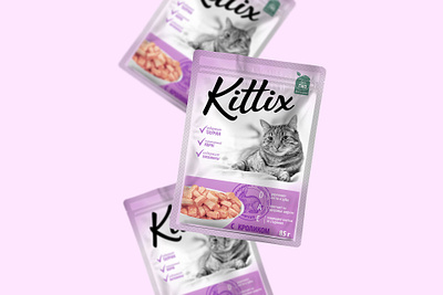 Cats food Kittix animal branding cat catsfood design dog food logo pack package packaging
