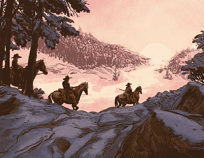 True Grit book digital folioart horse illustration ink juan esteban rodriguez landscape line publishing retro texture