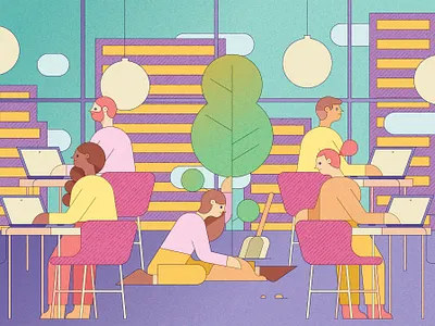 Private Equity character digital editorial finance folioart illustration kiki ljung office vector