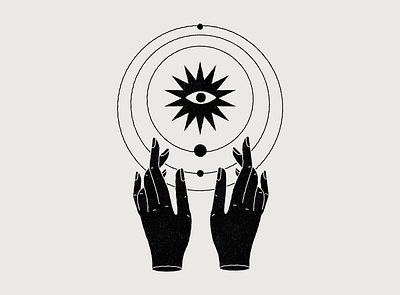 Universo astral design esoteric hands icon illustration magic mystic planets space universe university vector