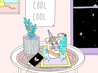 Dinner: A Still Life cool dinner illustration pink plants purple weekend