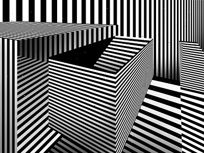 Optical city abstract illustration architectural structure architecture background black white graphic design kinetic op art optical illusion perspective geometry striped abstraction visual effect