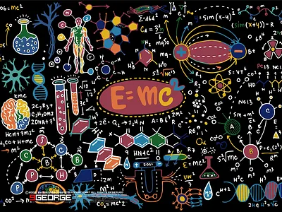 scientific formulas and calculations in physics and mathematics design doodle flat greeting cards hand drawn illustration posters and more. vector tattoo typography vector