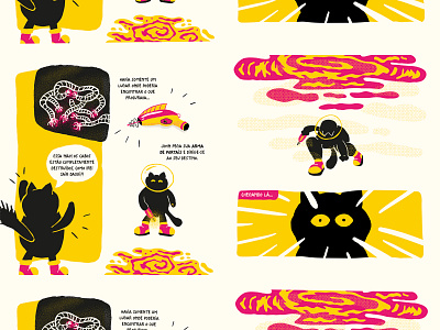 john tolirou's book pages astronaut cat character comic comic art comic book comic books comics gun halftone halftones illustration illustrator pink pop art popart space gun texture universe yellow