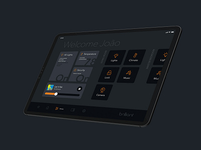 Brilliant iPad App WIP control dark ui dashboard devices iot lights navigation night smarthome ui ui design ux ux design