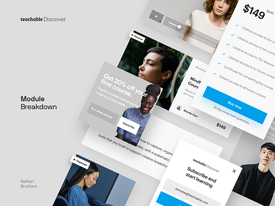 Teachable Discover - Module Breakdown business components corporate design interface mobile modules platform ui ux web