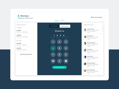 Gym Member Check-In gym keypad members minimal touch ui ux