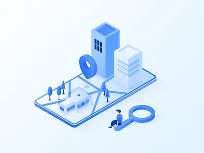 Find Property Illustration illustration isometry property search vector